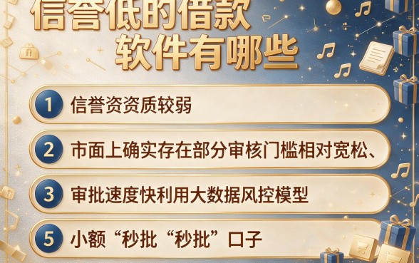 信誉低的借款软件有哪些,条列5个最新秒批小额贷款口子