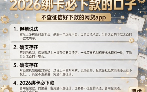 2026绑卡必下款的口子，详细阐述五个不查征信好下款的网贷app