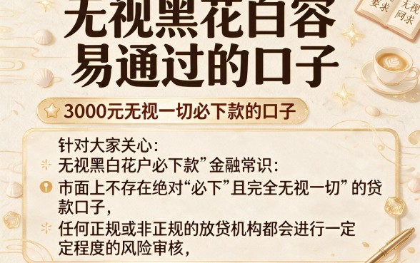 无视黑花白容易通过的口子，归纳五个3000元无视一切必下款的口子