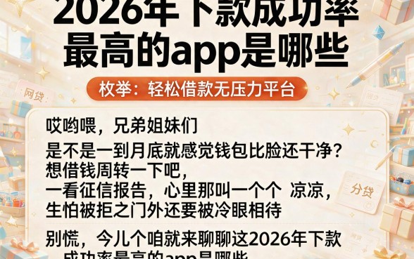 2026年下款成功率最高的app是哪些，枚举五个轻松借款无压力平台