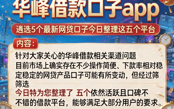 华峰借款口子app,遴选5个最新网贷口子今日整理这五个平台