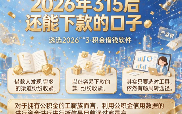 2026年315后还能下款的口子，遴选5个公积金借钱软件