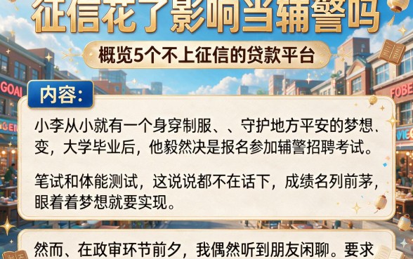 征信花了影响当辅警吗,概览5个不上征信的贷款平台