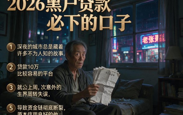 2026黑户贷款必下的口子，条列五个贷款10万比较容易的平台