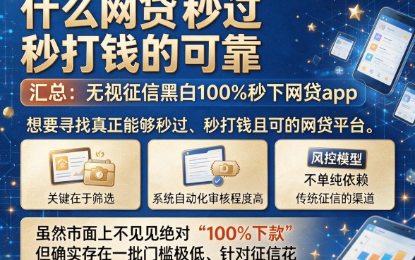 什么网贷秒过秒打钱的可靠,汇总五个无视征信黑白100%秒下网贷app