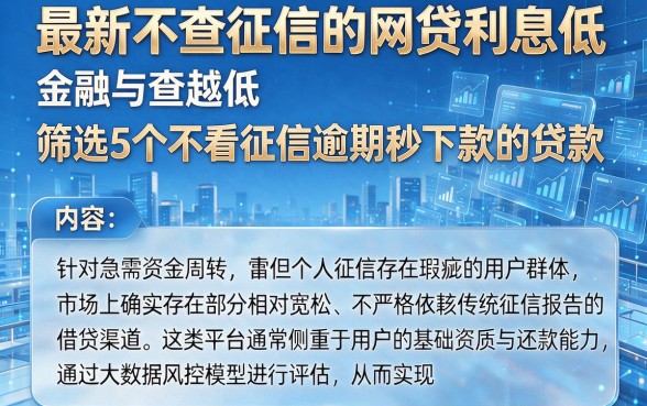 最新不查征信的网贷利息低,筛选5个不看征信逾期秒下款的贷款