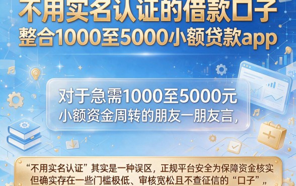 不用实名认证的借款口子，整合五个1000至5000的小额贷款app