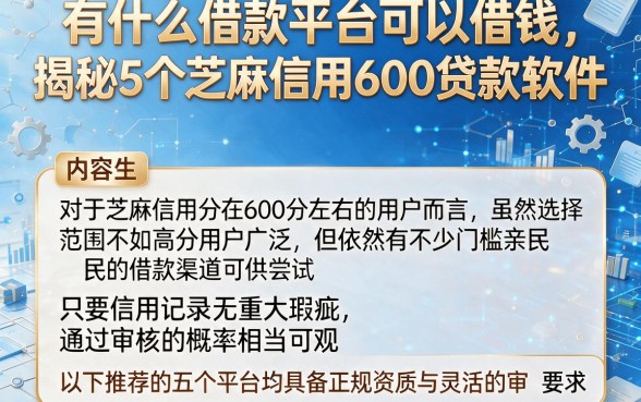 有什么借款平台可以借钱,揭秘5个芝麻信用600贷款软件