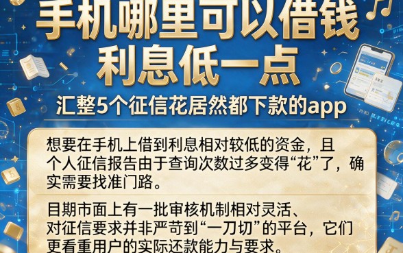 手机哪里可以借钱,利息低一点,汇整5个征信花居然都下款的app
