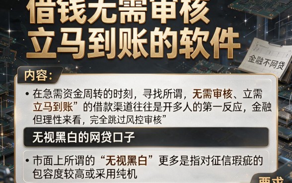 借钱无需审核立马到账的软件，概览五个无视黑白的网贷口子