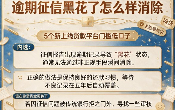 逾期征信黑花了怎么样消除,甄选5个新上线贷款平台门槛低口子