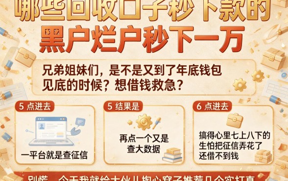 哪些回收口子秒下款的,罗列5个黑户烂户秒下一万