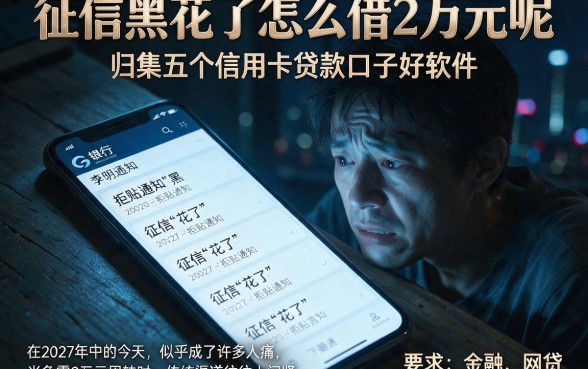 征信黑花了怎么借2万元呢，归集五个信用卡贷款口子好软件