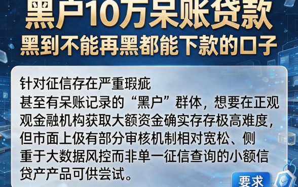 黑户10万呆账贷款,归纳五个黑到不能再黑都能下款的口子
