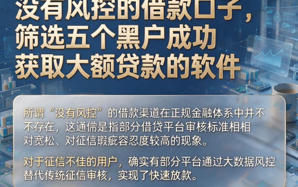 没有风控的借款口子，筛选五个黑户成功获取大额贷款的软件