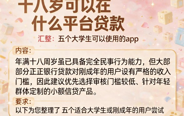十八岁可以在什么平台贷款,汇整五个大学生可以使用的app