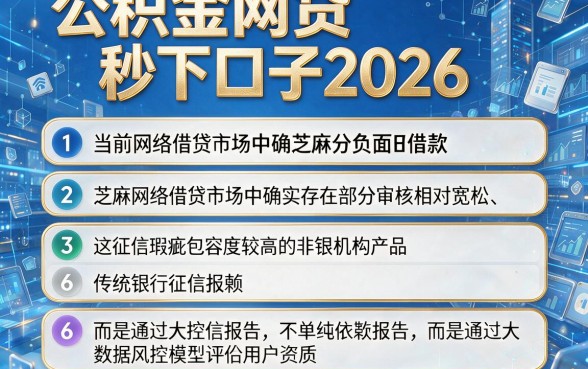 公积金网贷秒下口子2026，条列五个芝麻分负面借款的口子