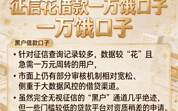 征信花借款一万饿口子,归纳五个黑户借款口子