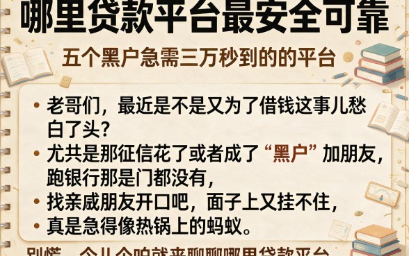 哪里贷款平台最安全可靠,归纳五个黑户急需三万秒到的的平台