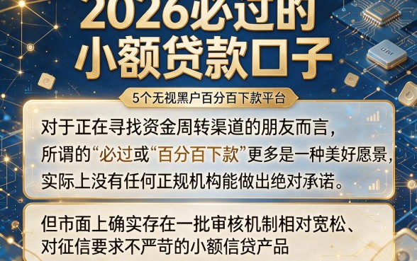 2026必过的小额贷款口子,细致阐述5个无视黑户百分百下款平台