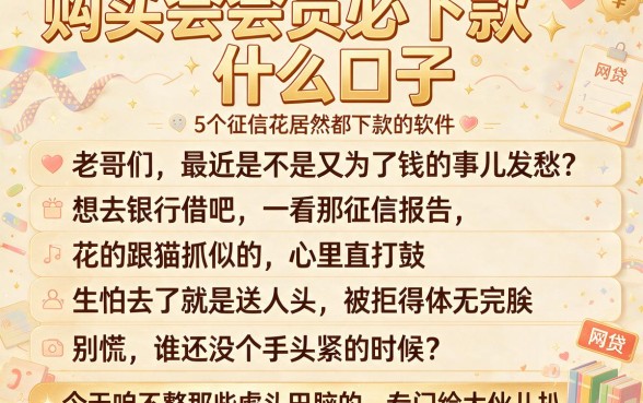 购买会员必下款什么口子,概括5个征信花居然都下款的软件