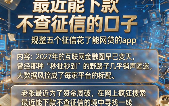 最近能下款不查征信的口子,规整五个征信花了能网贷的app