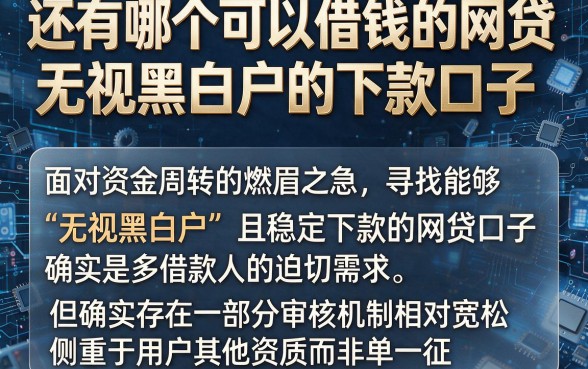 还有哪个可以借钱的网贷,规整五个无视黑白户的下款口子