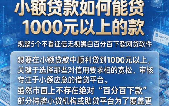 小额贷款如何能贷1000元以上的款,规整5个不看征信无视黑白百分百下款网贷软件