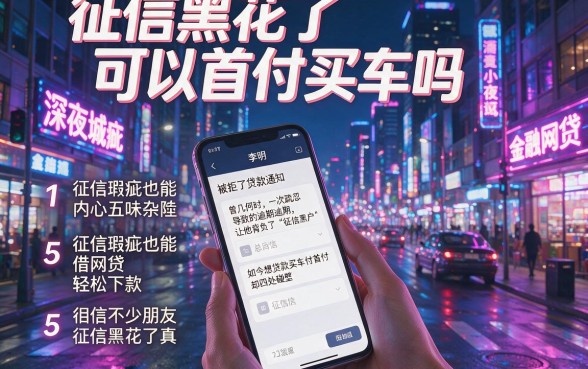 征信黑花了可以首付买车吗，整理五个征信瑕疵也能借网贷轻松下款的平台