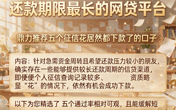 还款期限最长的网贷平台，鼎力推荐五个征信花居然都下款了的口子