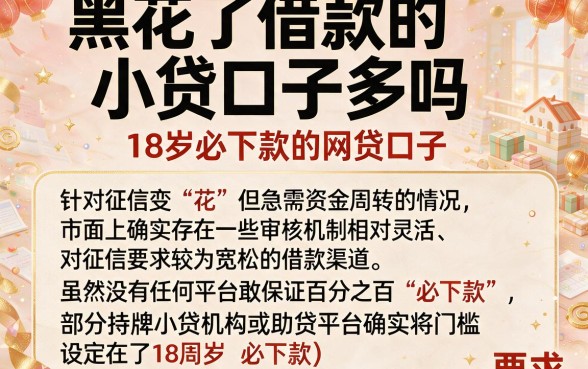 黑花了借款的小贷口子多吗,枚举五个18岁必下款的网贷口子