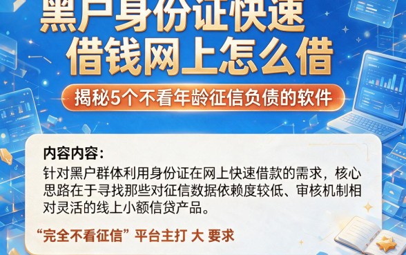 黑户身份证快速借钱网上怎么借,揭秘5个不看年龄征信负债的软件