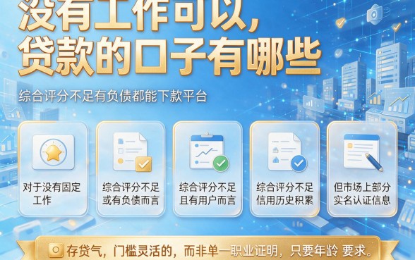 没有工作可以贷款的口子有哪些,整理五个综合评分不足有负债都能下款平台