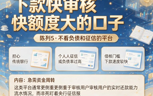 下款快审核快额度大的口子,陈列5个不看负债和征信的平台