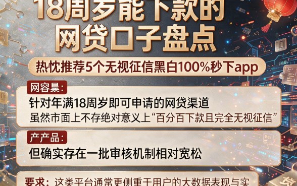 18周岁能下款的网贷口子盘点,热忱推荐5个无视征信黑白100%秒下app