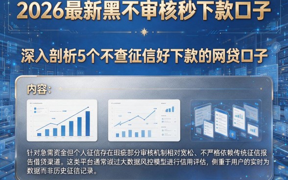 2026最新黑不审核秒下款口子,深入剖析5个不查征信好下款的网贷口子