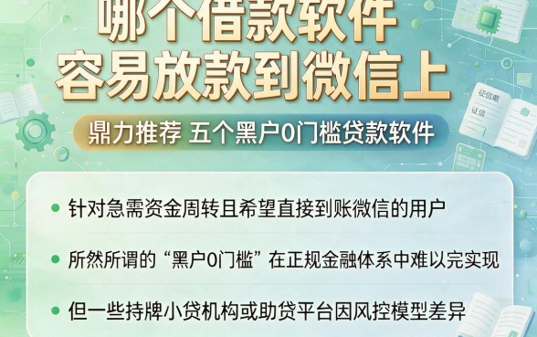哪个借款软件容易放款到微信上，鼎力推荐五个黑户0门槛贷款软件