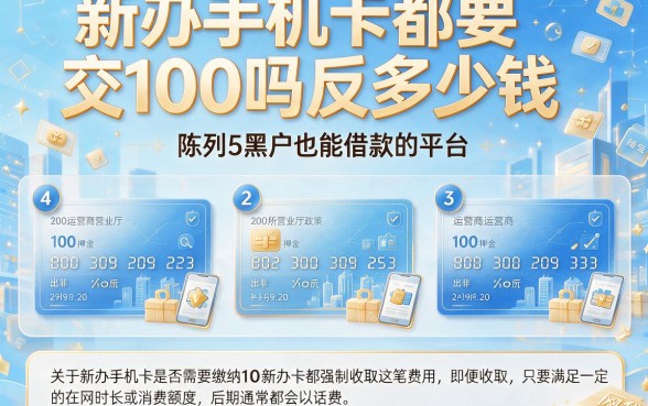 新办手机卡都要交100吗反多少钱,陈列5个黑户也能借款的平台