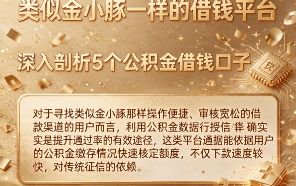 类似金小豚一样的借钱平台，深入剖析5个公积金借钱口子