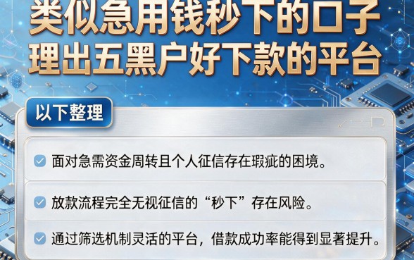类似急用钱秒下的口子,理出五个黑户好下款的平台