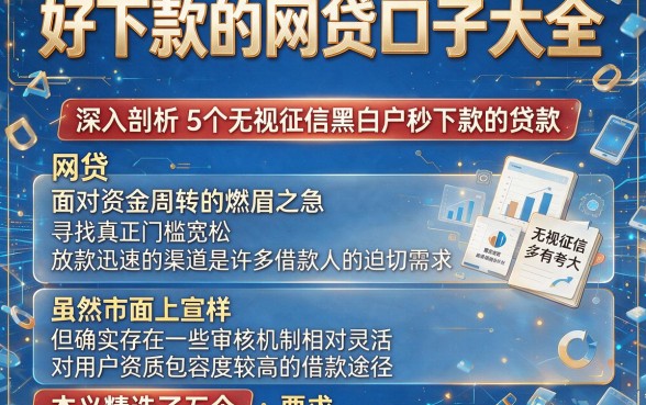 好下款的网贷口子大全，深入剖析5个无视征信黑白户秒下款的贷款