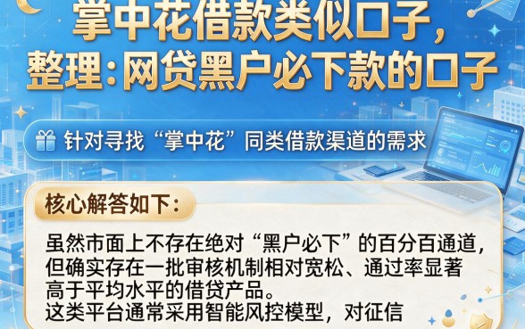 掌中花借款类似口子，整理五个网贷黑户必下款的口子