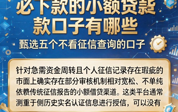 必下款的小额贷款口子有哪些，甄选五个不看征信查询的口子