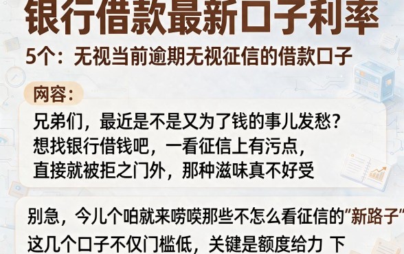 银行借款最新口子利率，归纳5个无视当前逾期无视征信的借款口子