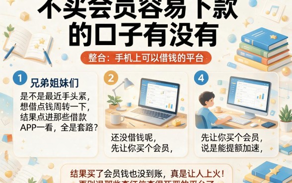 不买会员容易下款的口子有没有,整合五个手机上可以借钱的平台