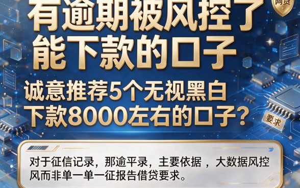 有逾期被风控了能下款的口子，诚意推荐5个无视黑白下款8000左右的口子