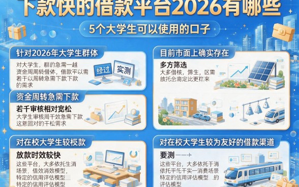 下款快的借款平台2026有哪些,详细阐述5个大学生可以使用的口子