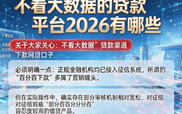 不看大数据的贷款平台2026有哪些,鼎力推荐五个不看征信无视黑白百分百下款网贷口子