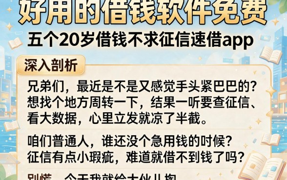 好用的借钱软件免费,深入剖析五个20岁借钱不求征信速借app