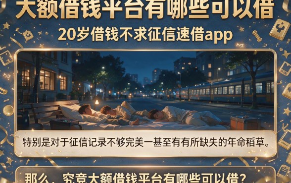 大额借钱平台有哪些可以借，详细阐述5个20岁借钱不求征信速借app